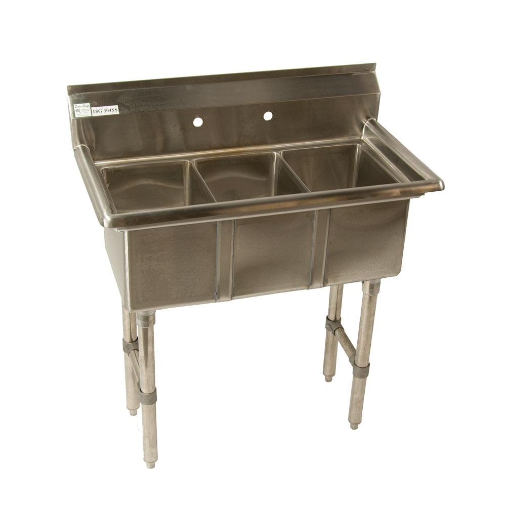 3 compartment stainless steel sink 10x14