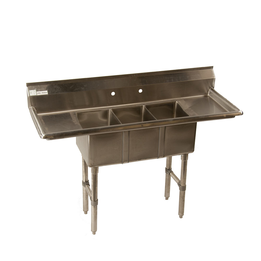 3 compartment stainless steel sink
