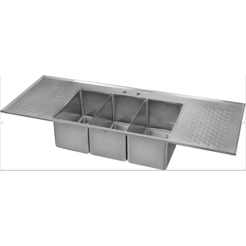 stainless steel drop in bar sink with 3 bowls