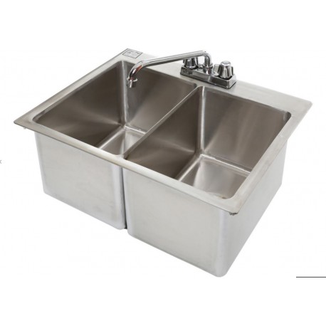 stainless steel commercial drop in sink 2 bowl