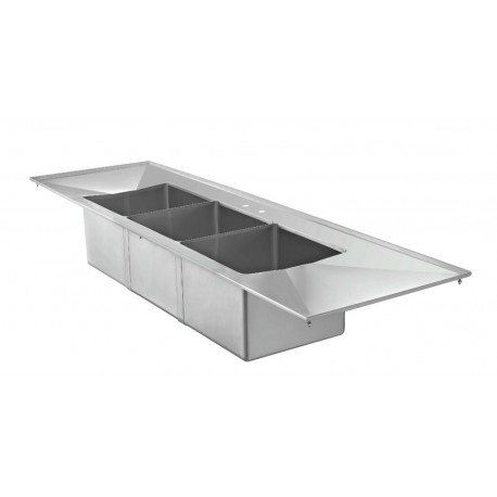 3 bowl stainless steel drop in sink with drainboards