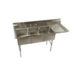 stainless steel 3 compartment commercial restaurant sink
