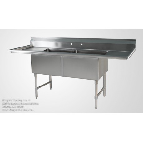 double compartment sink with 2 drain boards 24x24