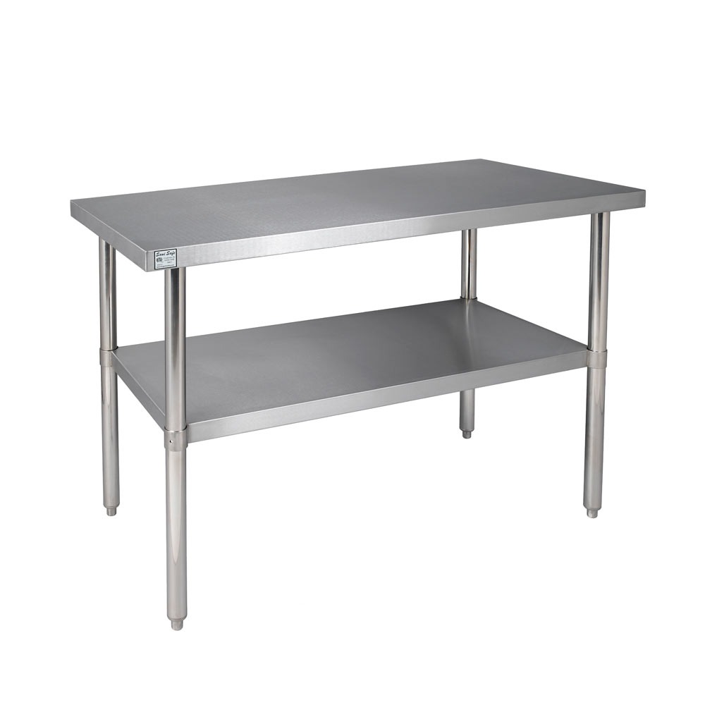 stainless steel commercial work table for restaurant kitchens.