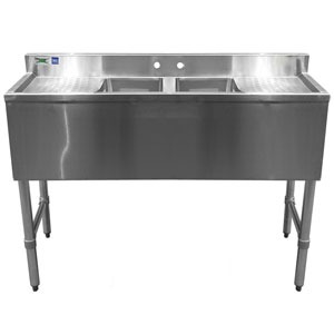 2 compartment stainless steel bar sink double