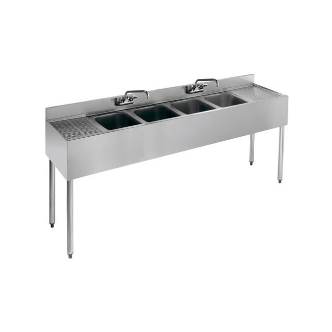 4 compartment stainless steel bar sink double