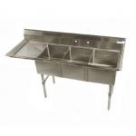 3 compartment stainless steel commercial sink left 16x20