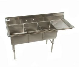 3 compartment stainless steel commercial sink right 16x20