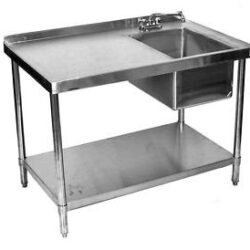 30x60 stainless steel table with prep sink on right