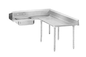 stainless steel l shaped corner dish table for your commercial kitchen