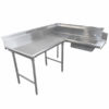 stainless steel l shaped corner dish table for your commercial restaurant kitchen